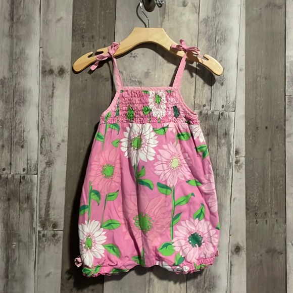Lilly Pulitzer white label pink floral short-all romper 18-24 mos. - Picture 1 of 6